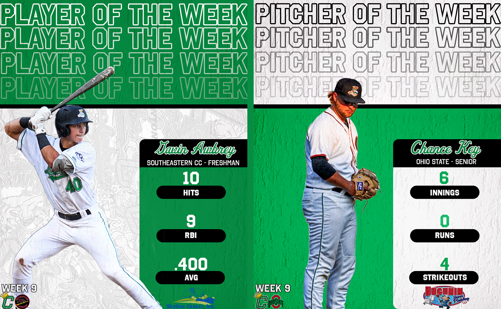 Week 9 Skyline Center Player and Hungunin Sewer &amp; Plumbing Pitcher of the Week