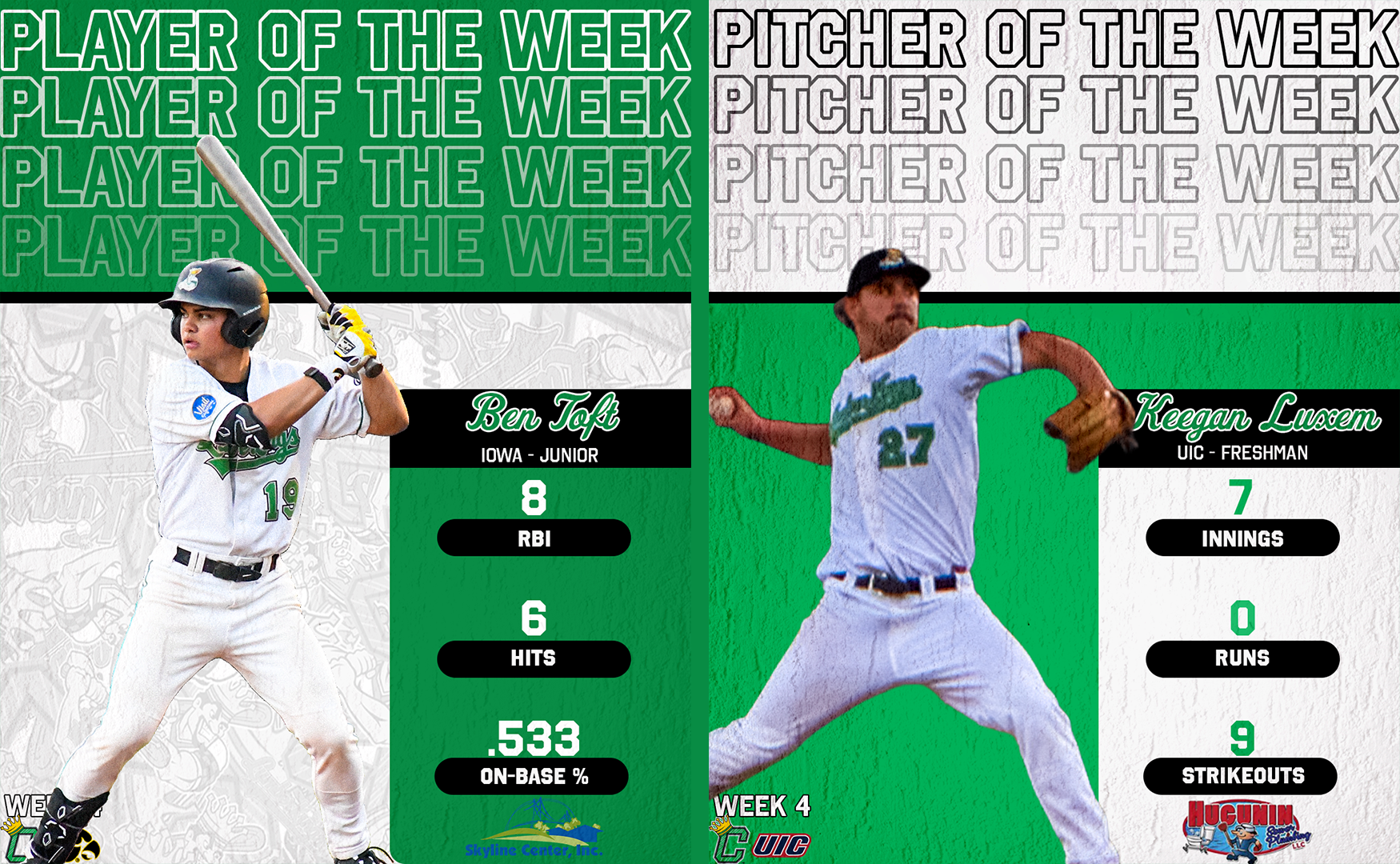 Week 4 Skyline Center Player and Hugunin Sewer &amp; Plumbing Pitcher of the Week!